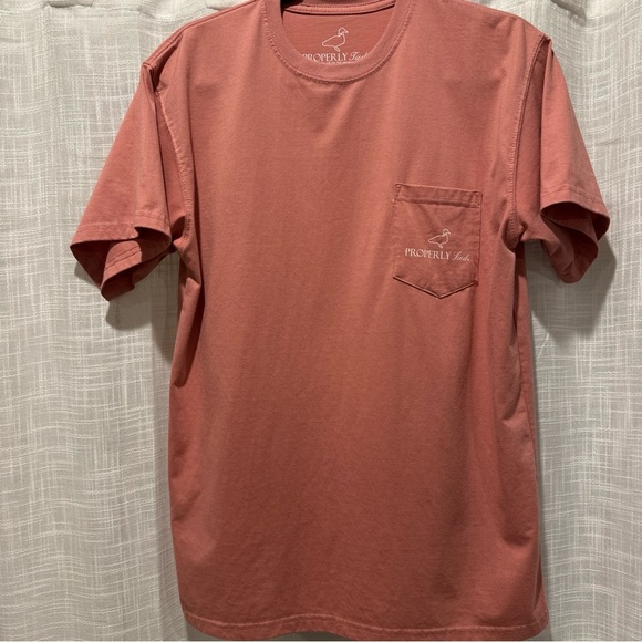 Properly Tied Mens MOyster Tray T Shirt Salmon 100% Pima Cotton Front Pocket - Picture 7 of 7